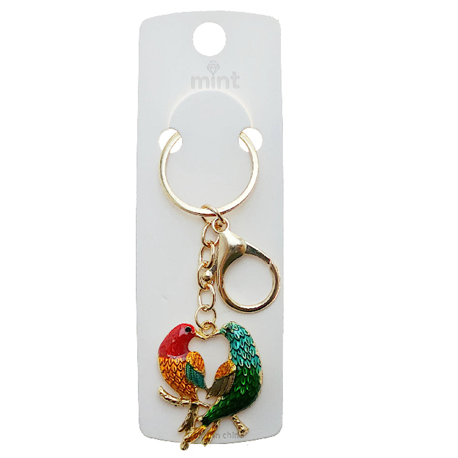 Enamel Lovebirds Keychain