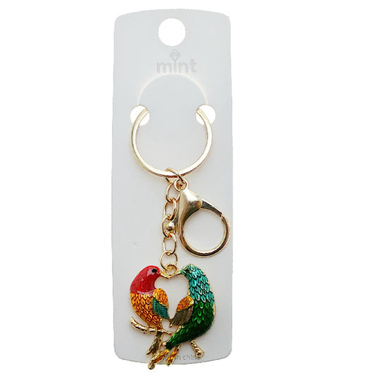 Enamel Lovebirds Keychain