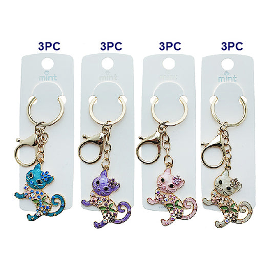 Enamel Flower Cat Keychain