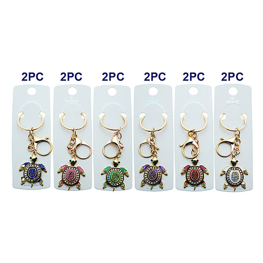 Rhinestone Enamel Sea Turtle Keychain