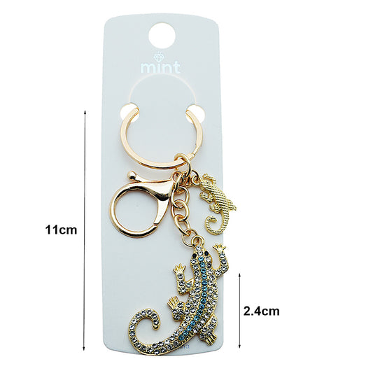 Rhinestone Lizard Charm Keychain