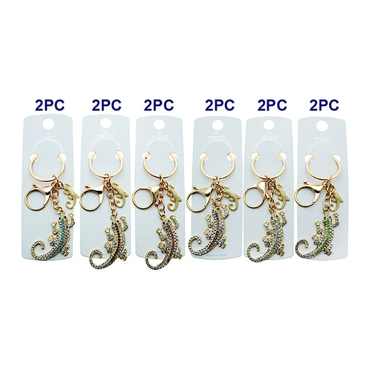 Rhinestone Lizard Charm Keychain