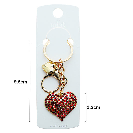Pavé Rhinestone Heart Charm Keychain