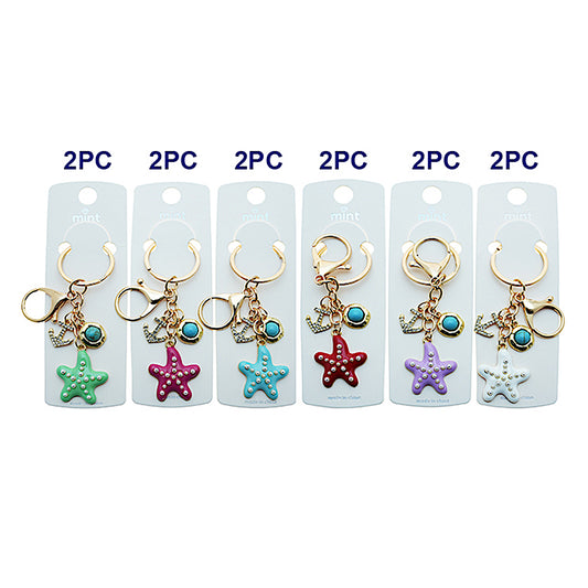 Enamel Starfish Charm Keychain