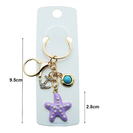 Enamel Starfish Charm Keychain