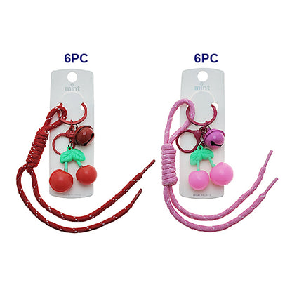 Cherry Charm Braided Rope Keychain