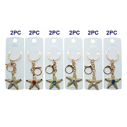 Crystal Rhinestone Starfish Keychain