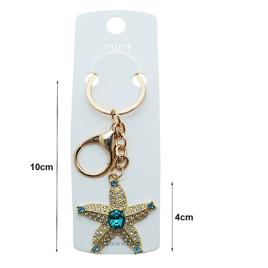 Crystal Rhinestone Starfish Keychain