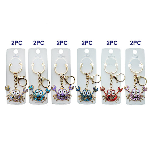 Rhinestone Crab Keychain