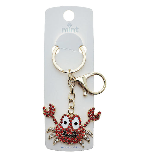 Rhinestone Crab Keychain