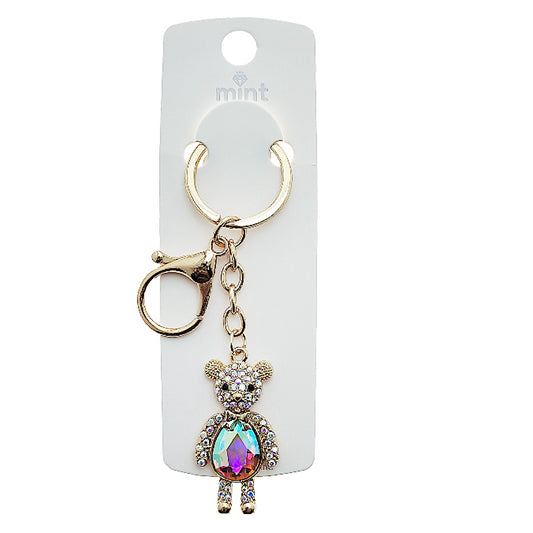 Rhinestone Teddy Bear Keychain