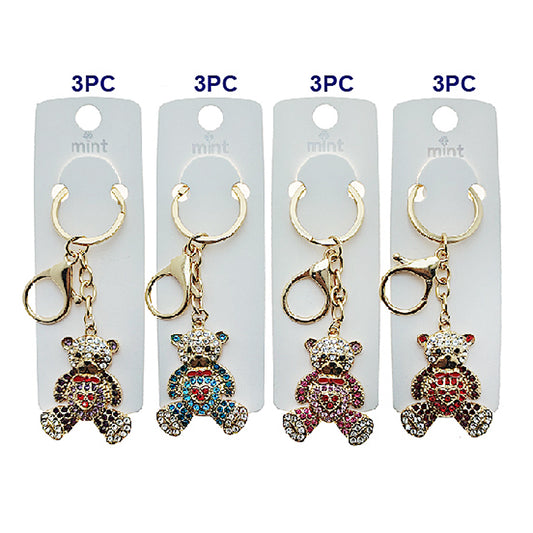 Rhinestone Teddy Bear Keychain