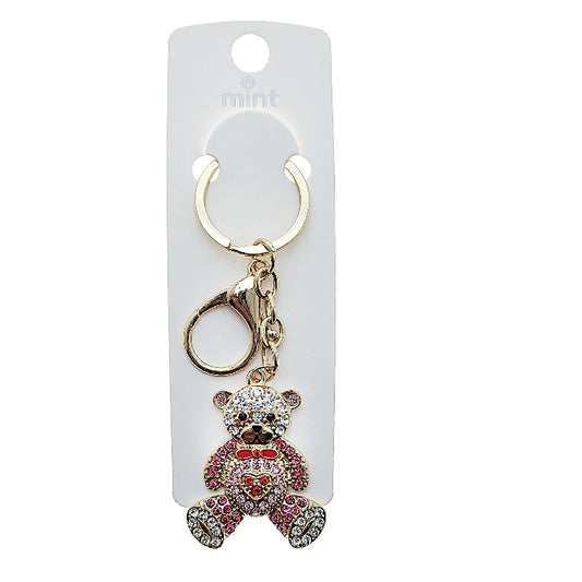 Rhinestone Teddy Bear Keychain
