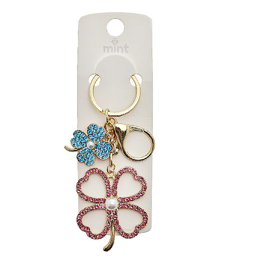 Rhinestone Clover Keychain