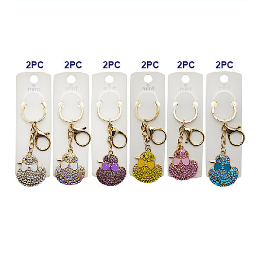 Rhinestone Duck Keychain