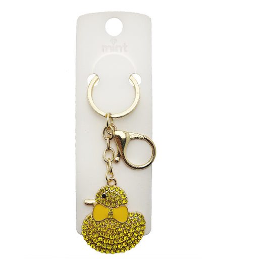 Rhinestone Duck Keychain