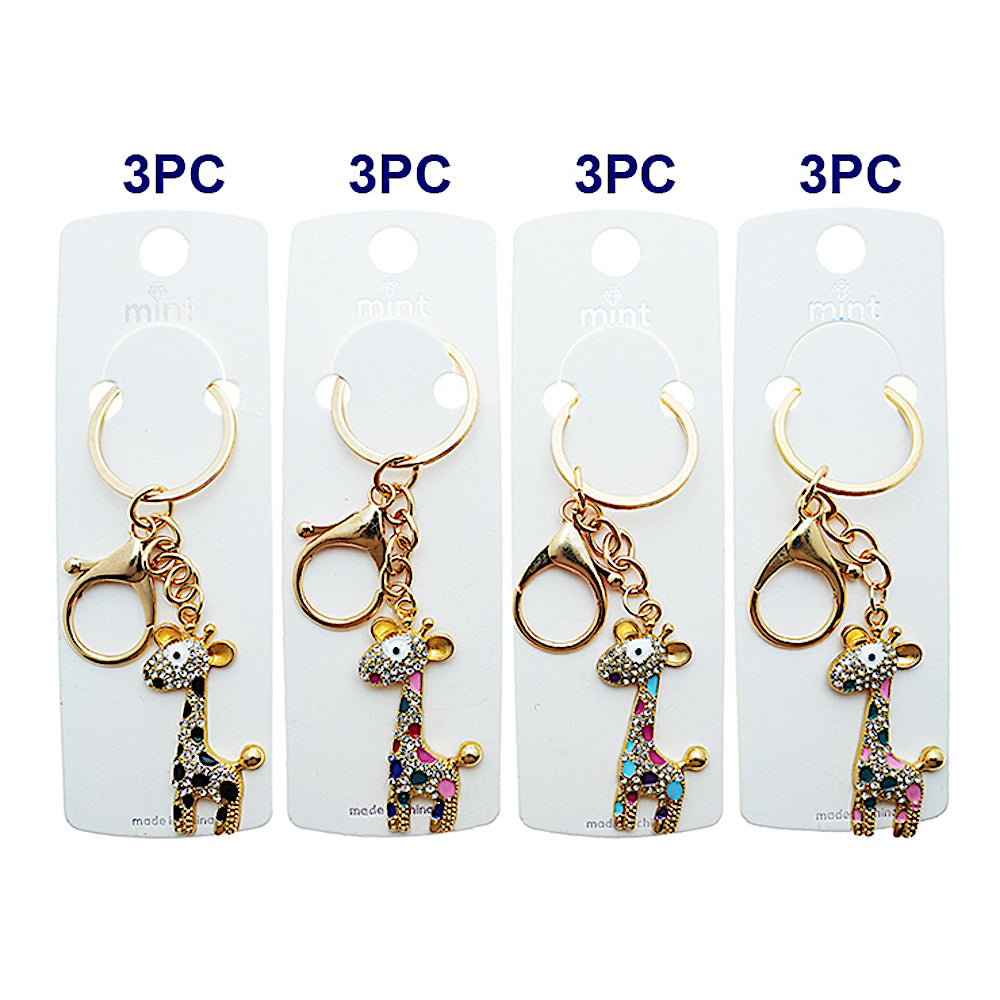 Rhinestone Giraffe Keychain