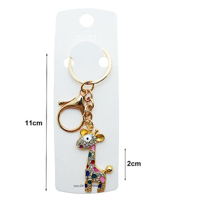 Rhinestone Giraffe Keychain