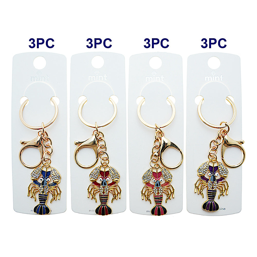 Rhinestone Enamel Lobster Keychain