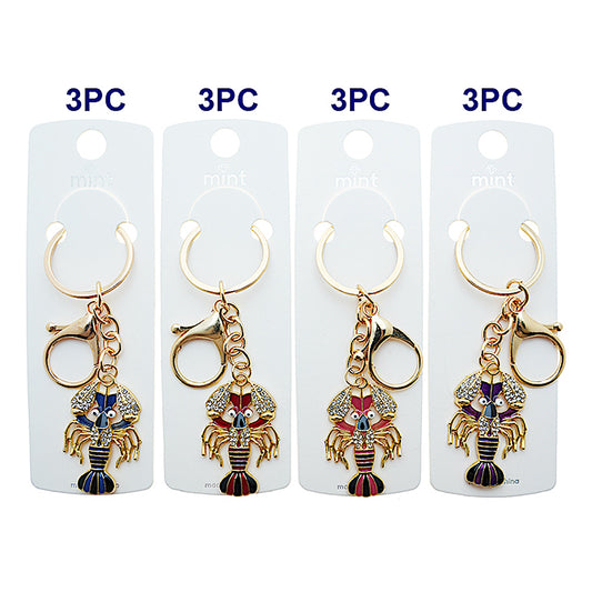 Rhinestone Enamel Lobster Keychain
