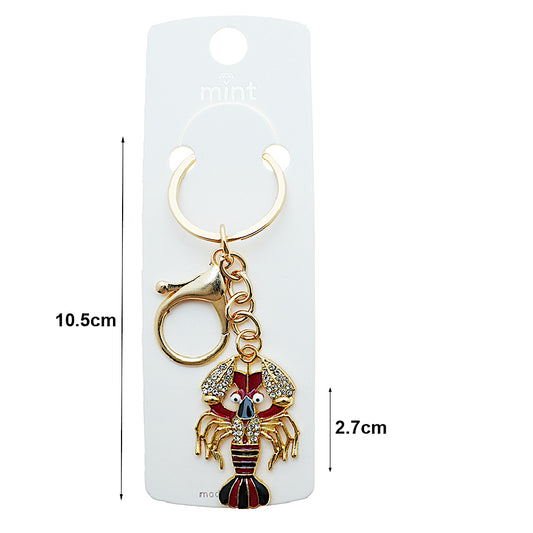 Rhinestone Enamel Lobster Keychain