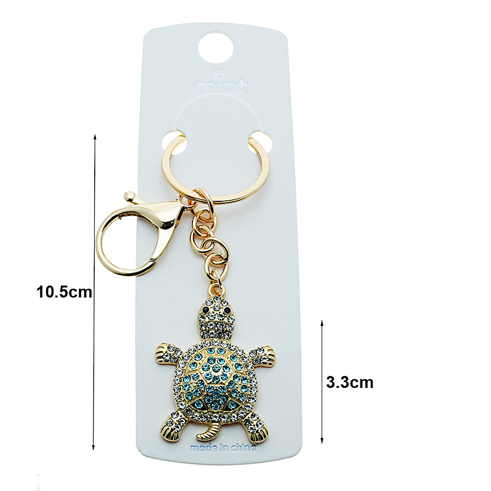 Rhinestone Turtle Keychain