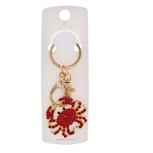 Rhinestone Crab Keychain