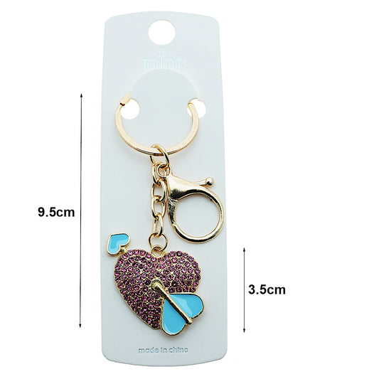 Pavé Rhinestone Cupid's Heart Keychain