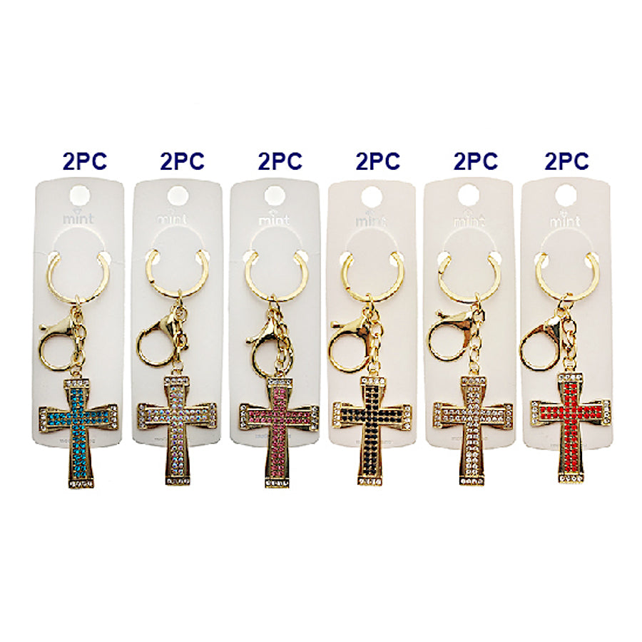 Rhinestone Cross Keychain