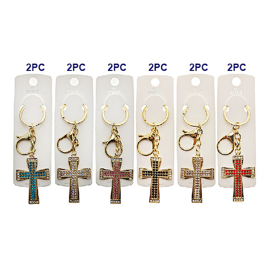Rhinestone Cross Keychain