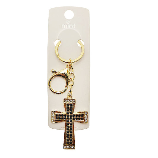 Rhinestone Cross Keychain