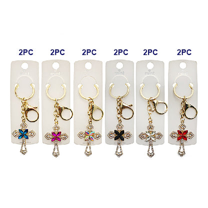 Rhinestone Cross Crystal Flower Keychain