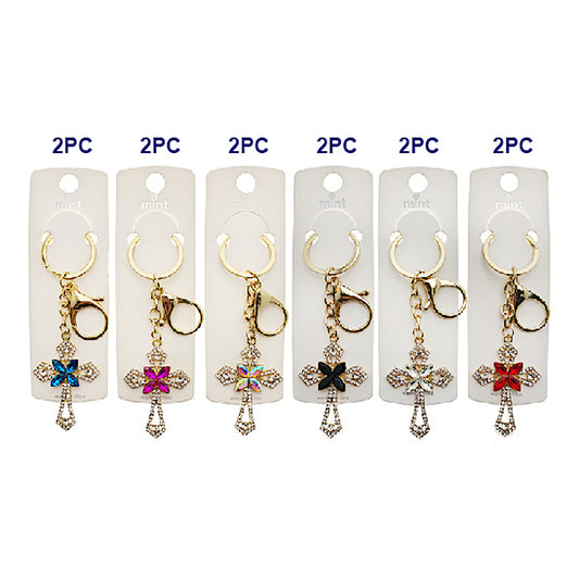 Rhinestone Cross Crystal Flower Keychain