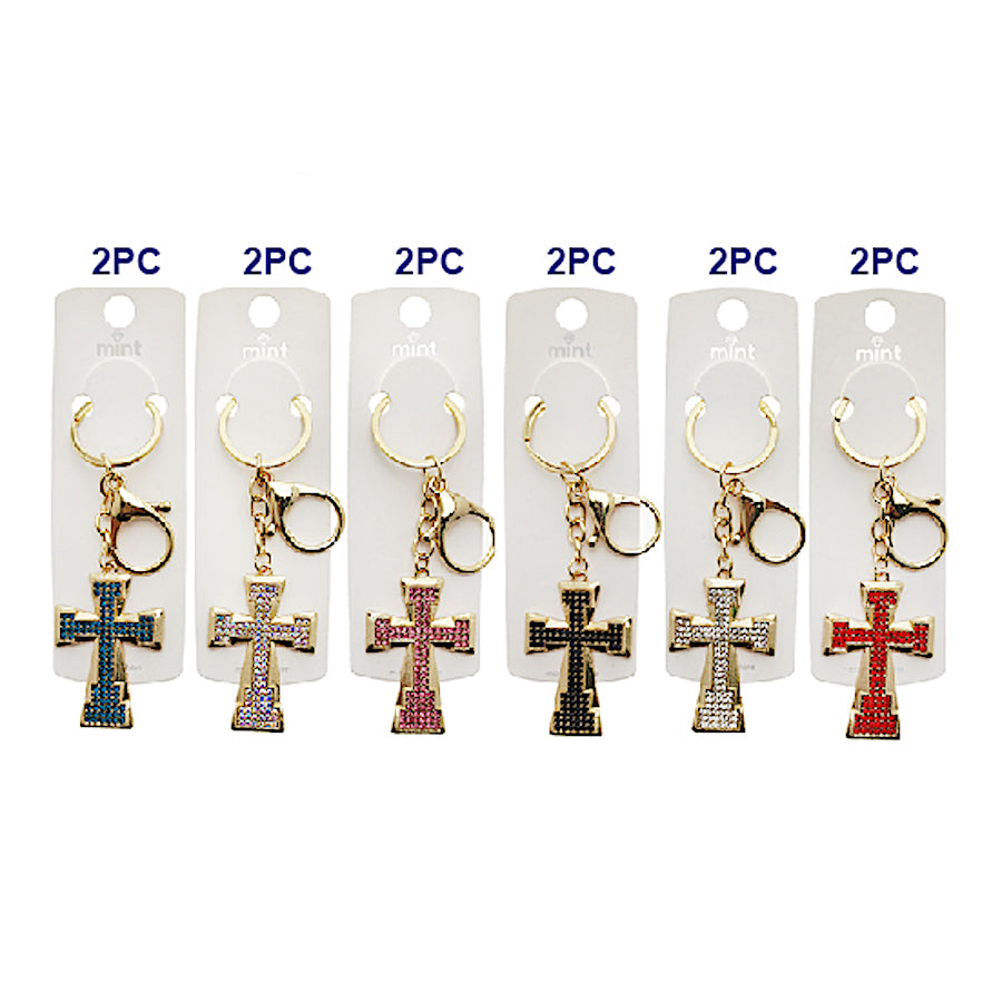 Rhinestone Cross Keychain