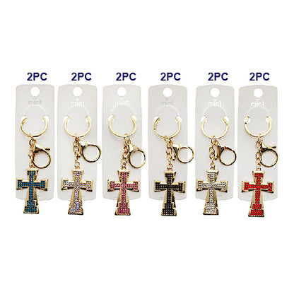 Rhinestone Cross Keychain