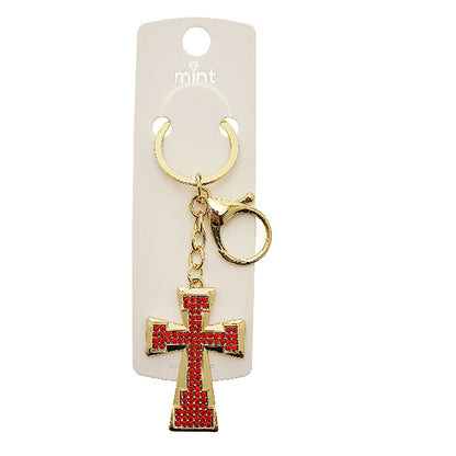 Rhinestone Cross Keychain