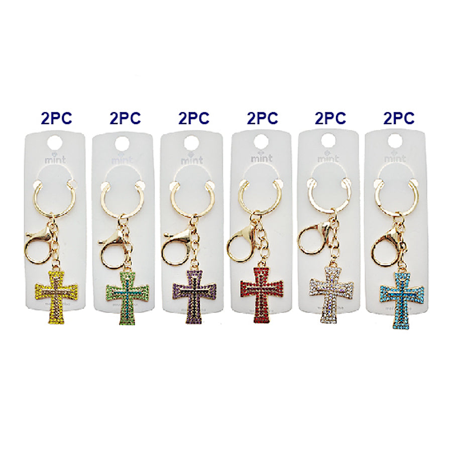 Rhinestone Cross Keychain