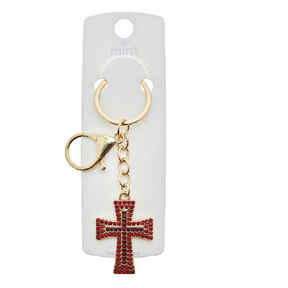 Rhinestone Cross Keychain