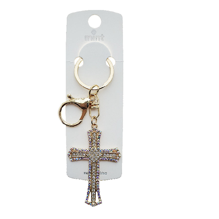 Rhinestone Cross Keychain