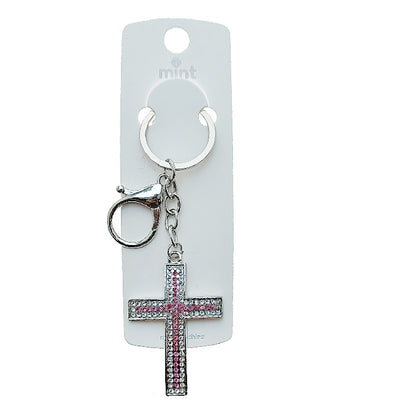 Rhinestone Cross Keychain
