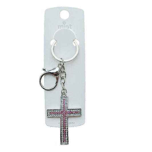 Rhinestone Cross Keychain