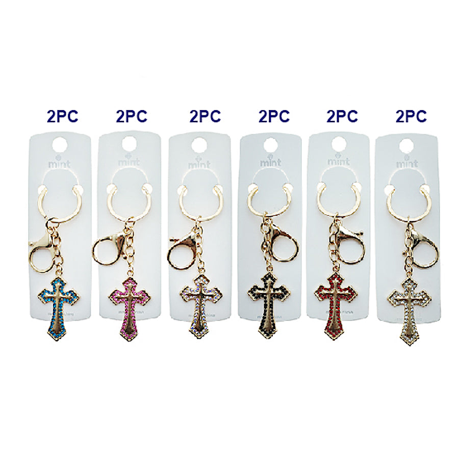 Rhinestone Cross Keychain