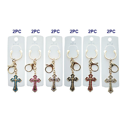 Rhinestone Cross Keychain