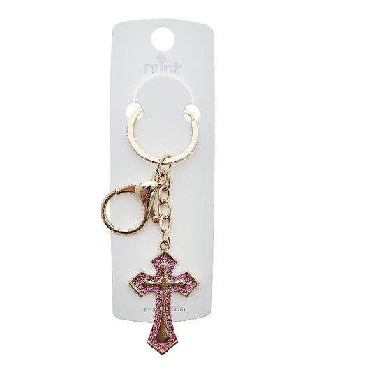 Rhinestone Cross Keychain