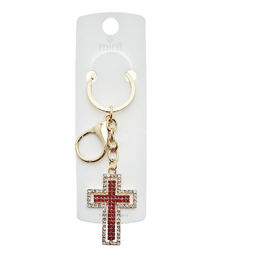 Rhinestone Cross Keychain