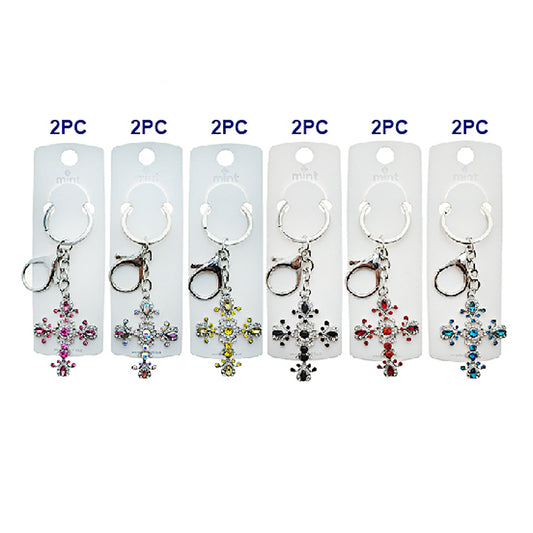 Vintage Rhinestone Cross Keychain