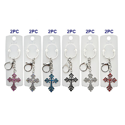 Vintage Rhinestone Cross Keychain