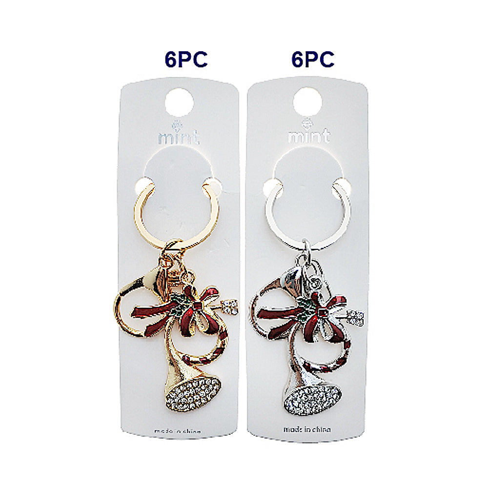 Rhinestone Christmas French Horn Keychain