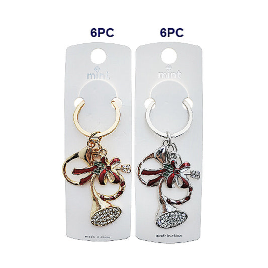 Rhinestone Christmas French Horn Keychain