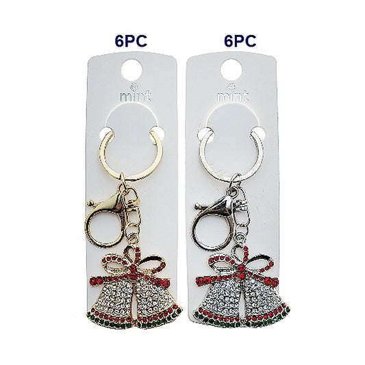 Rhinestone Christmas Bells Keychain
